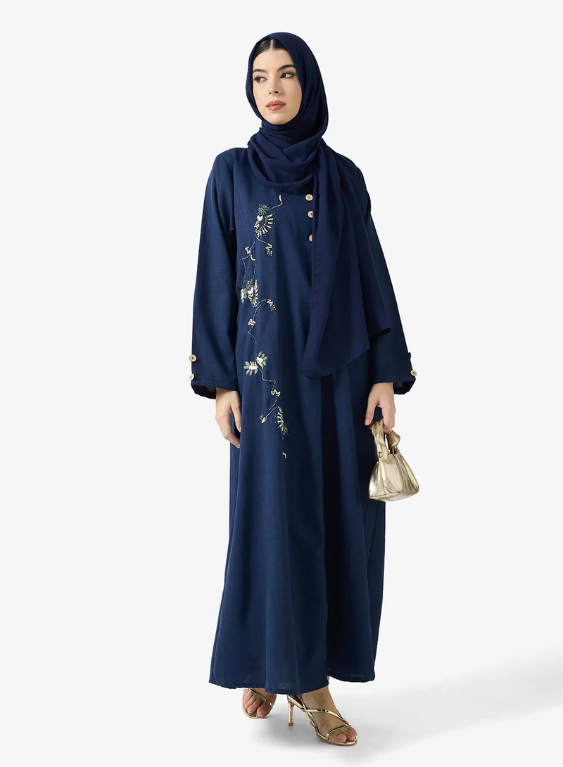 hayas closet Embellished Abaya With Sheila